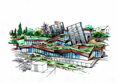 藝術(shù)展覽館建筑景觀手繪設(shè)計